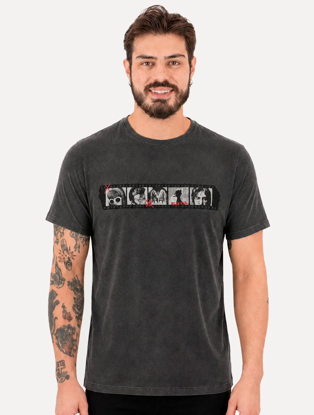 Camiseta Reserva Masculina Legends of Rock Stoned Chumbo