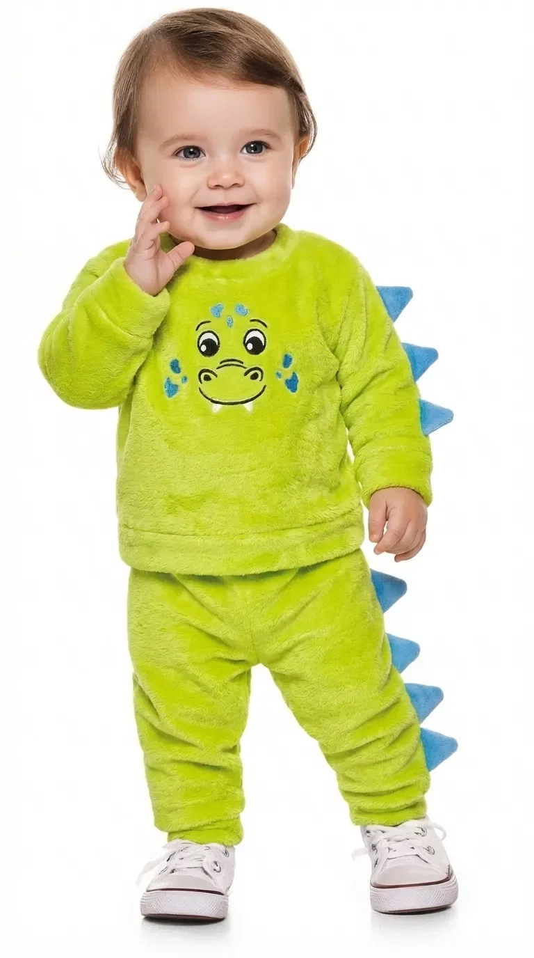 Conjunto blusão e calça em tecido fleece dinossauro — imagem 1