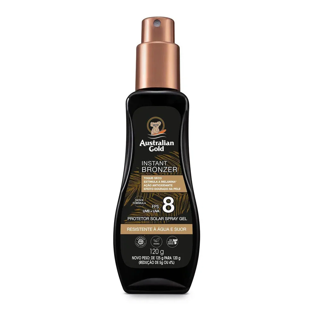 Protetor Solar Corporal Australian Instant Bronzer Gold Spray Gel FPS 8 120g