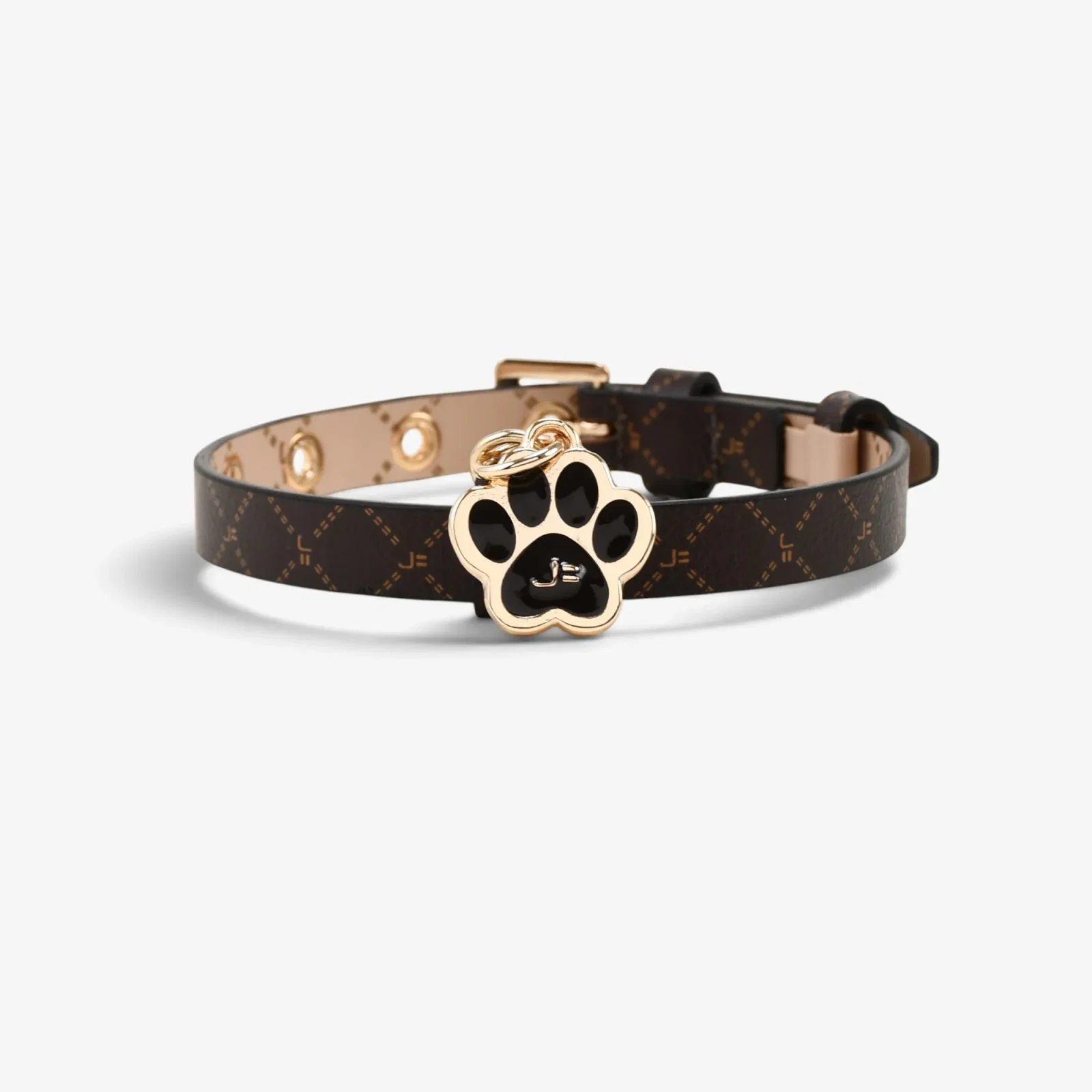 Colar Pet Pingente Marrom Café Couro — imagem 1