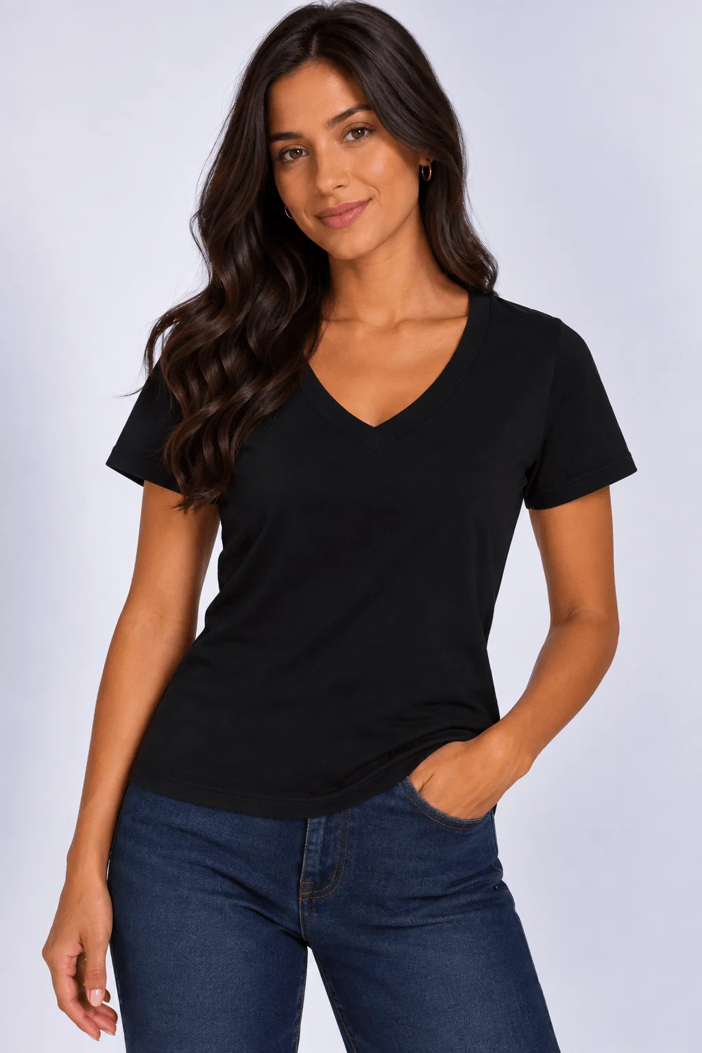 Blusa Manga Curta Básica - Preto