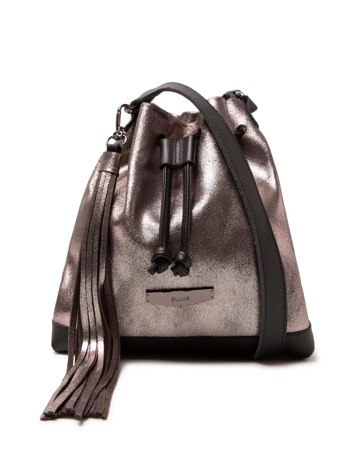 Bolsa Bucket Bag Faux Ellus Silver Gray — imagem 1