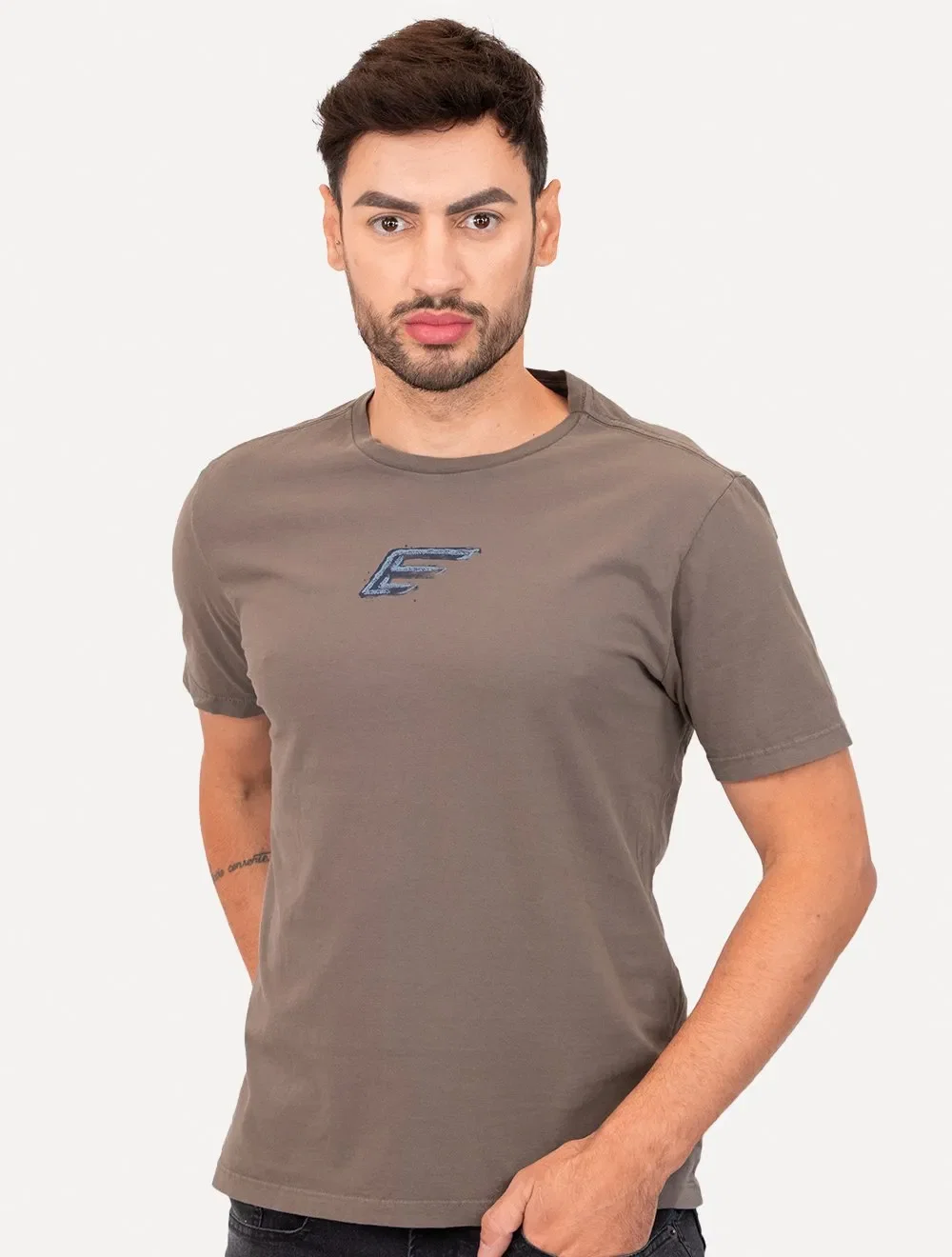 Camiseta Ellus Masculina Cotton Fine Easa Paint Cinza Médio