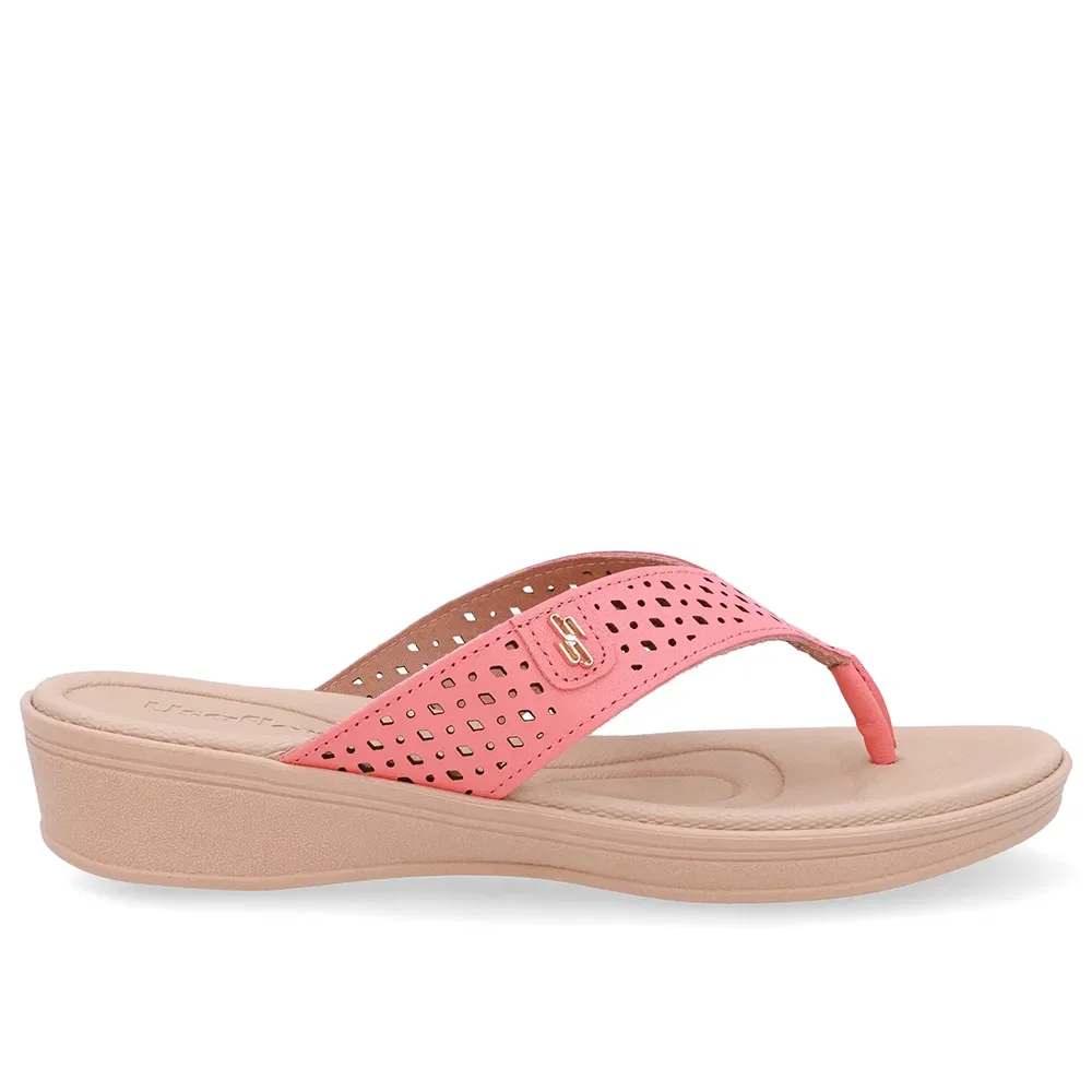 Chinelo Salto Anabela Couro Laranja — imagem 1
