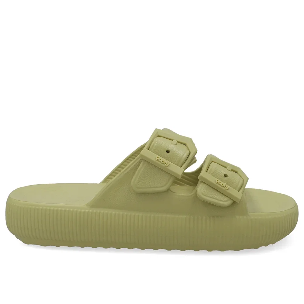 Slide Plataforma Poofy Verde Eva Fivela