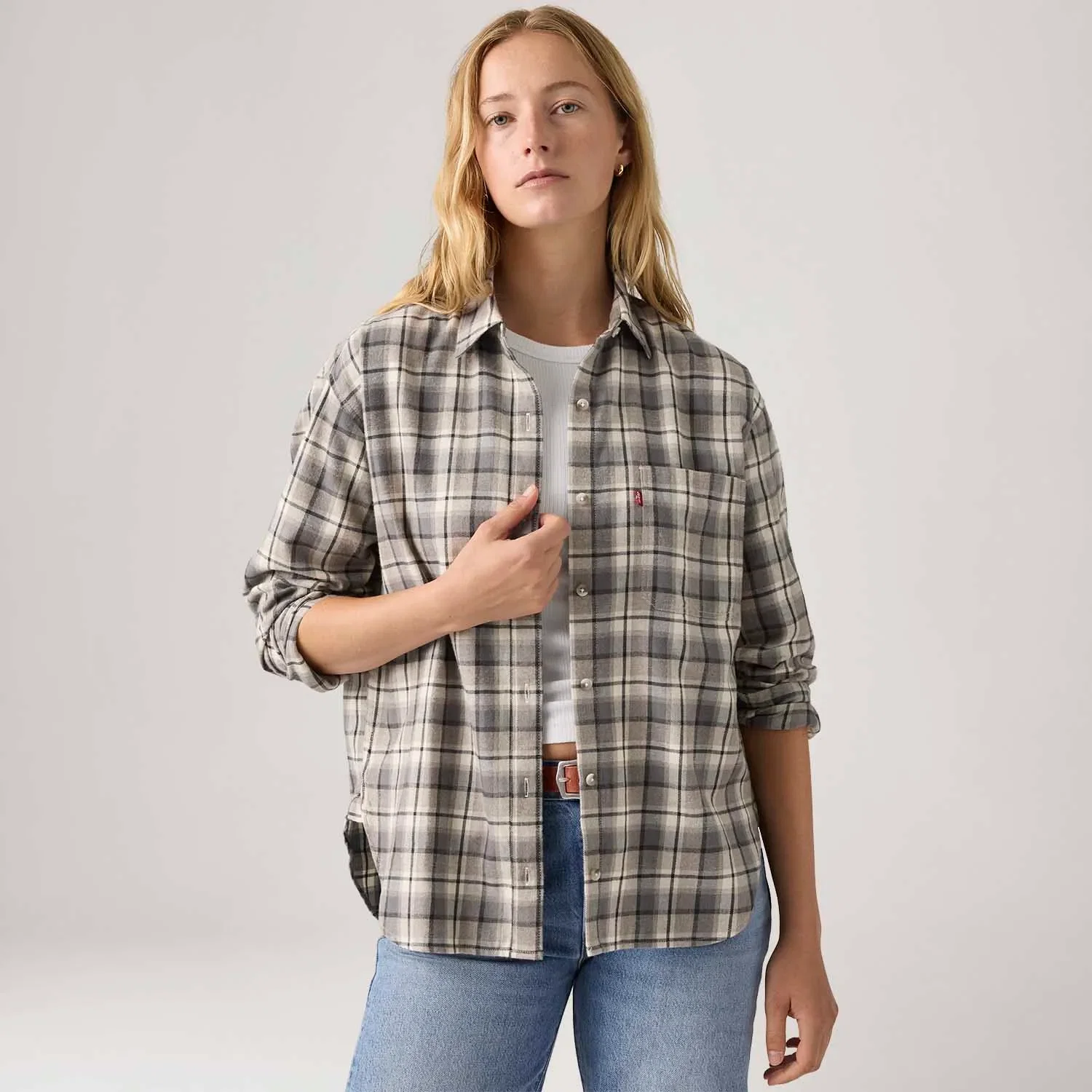 Camisa Levi's® Western Harlie Flannel Cinza — imagem 1
