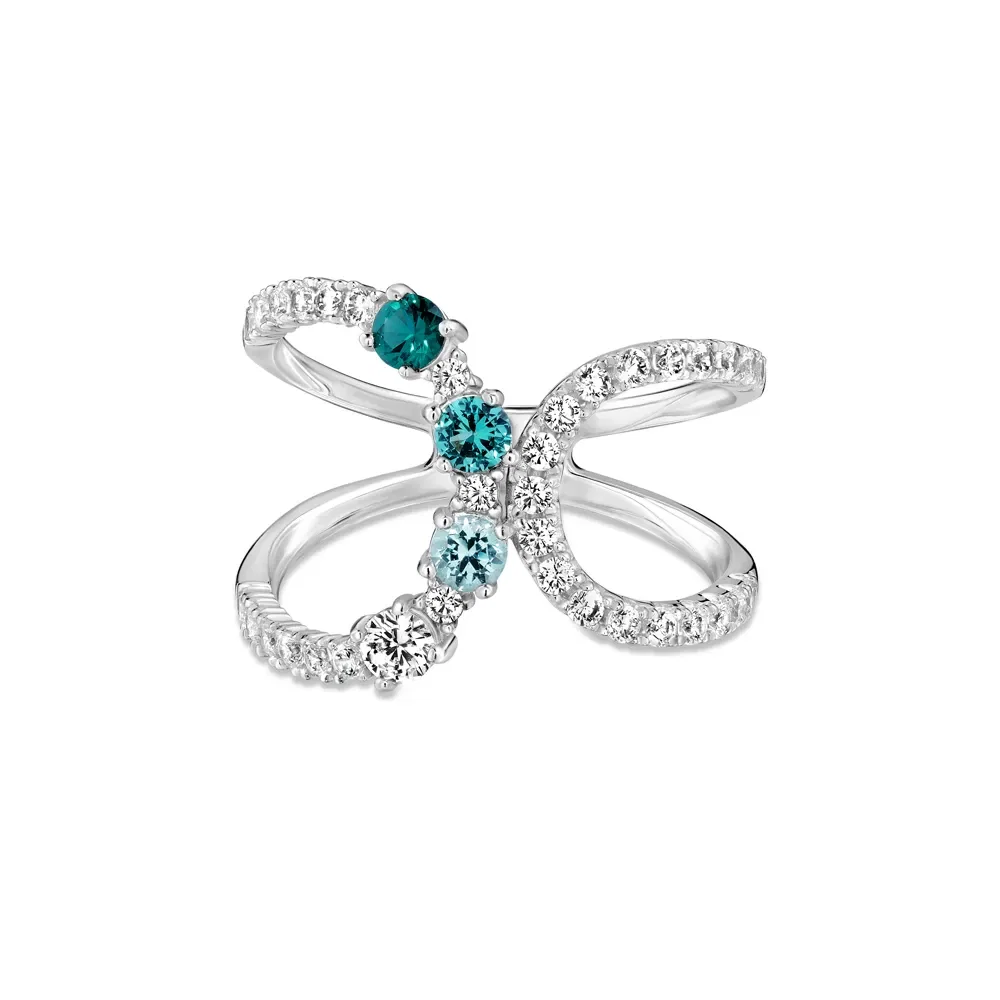 Anel Life Ocean em Prata 925 com Pedras Azul, Verde e Incolores