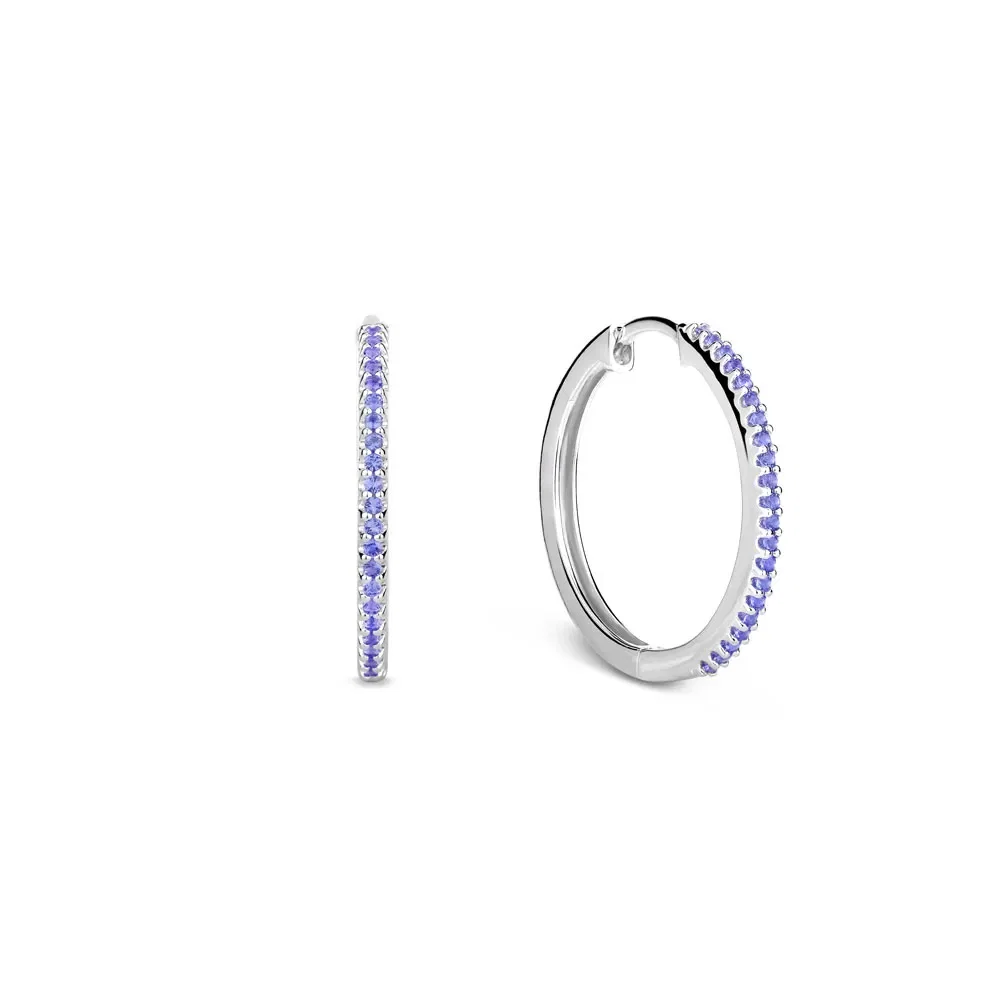 Argola Life Pavê II em Prata 925 com Pedras Azuis, 18mm — imagem 1