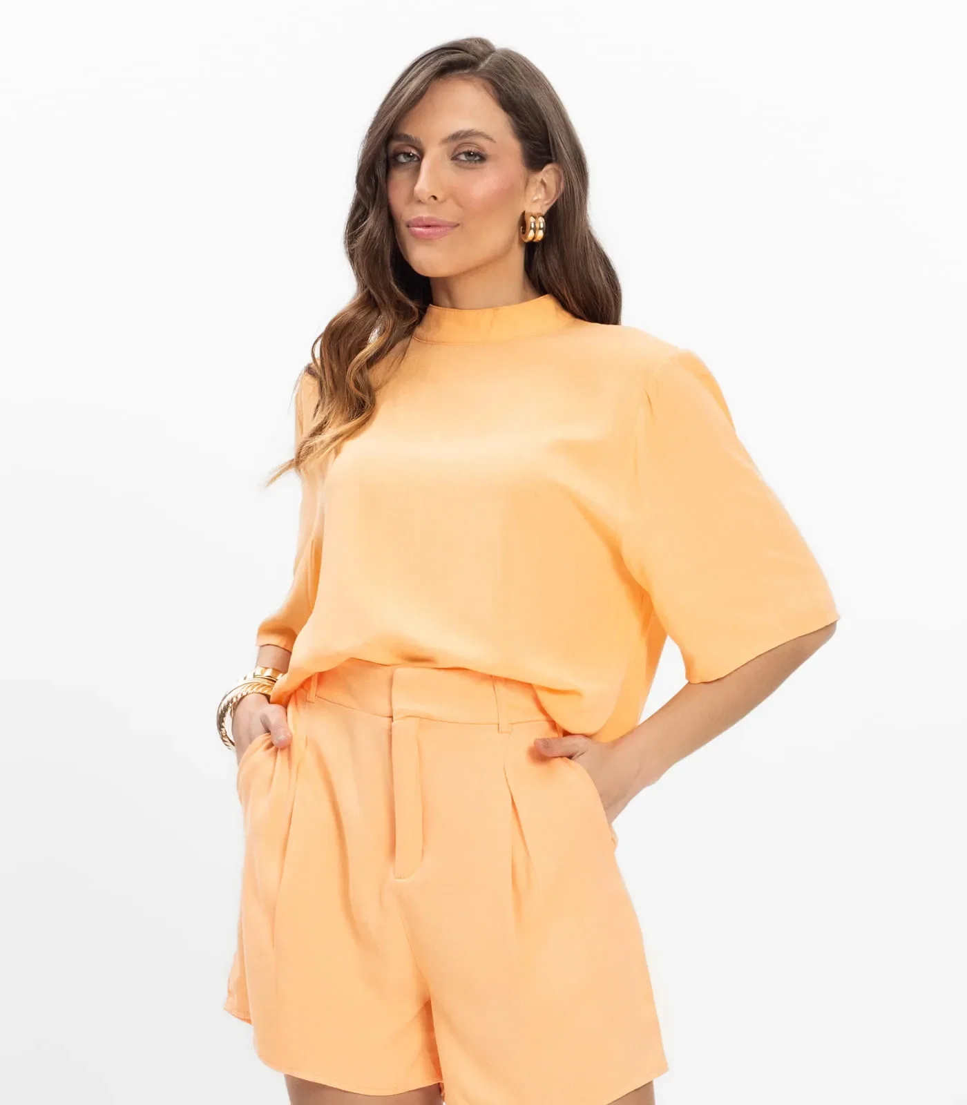 Blusa Viscose Slub Feminina Endless Laranja — imagem 1