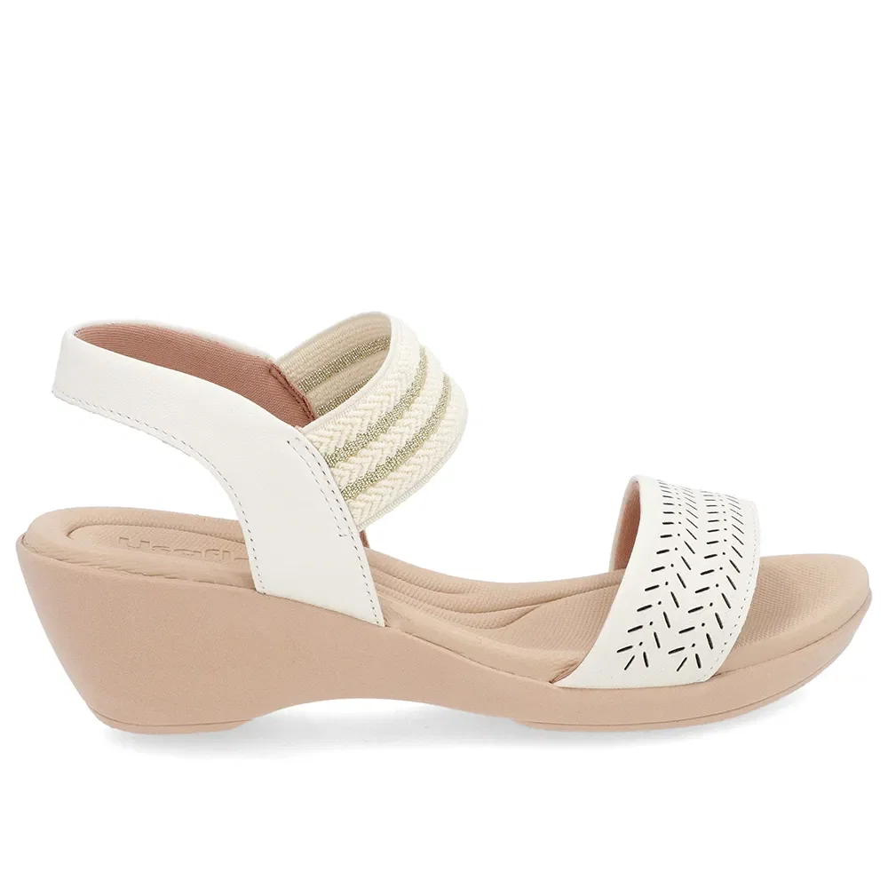 Sandália Anabela Off-White Couro Tira Elástico — imagem 1