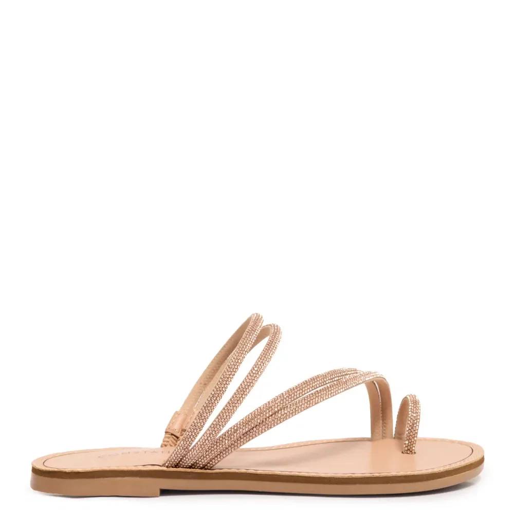 Rasteira Nude Strass