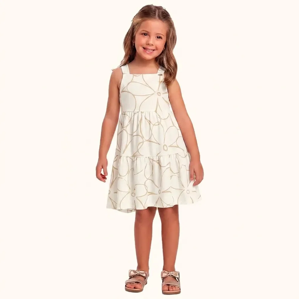 Vestido em cotton leve flor