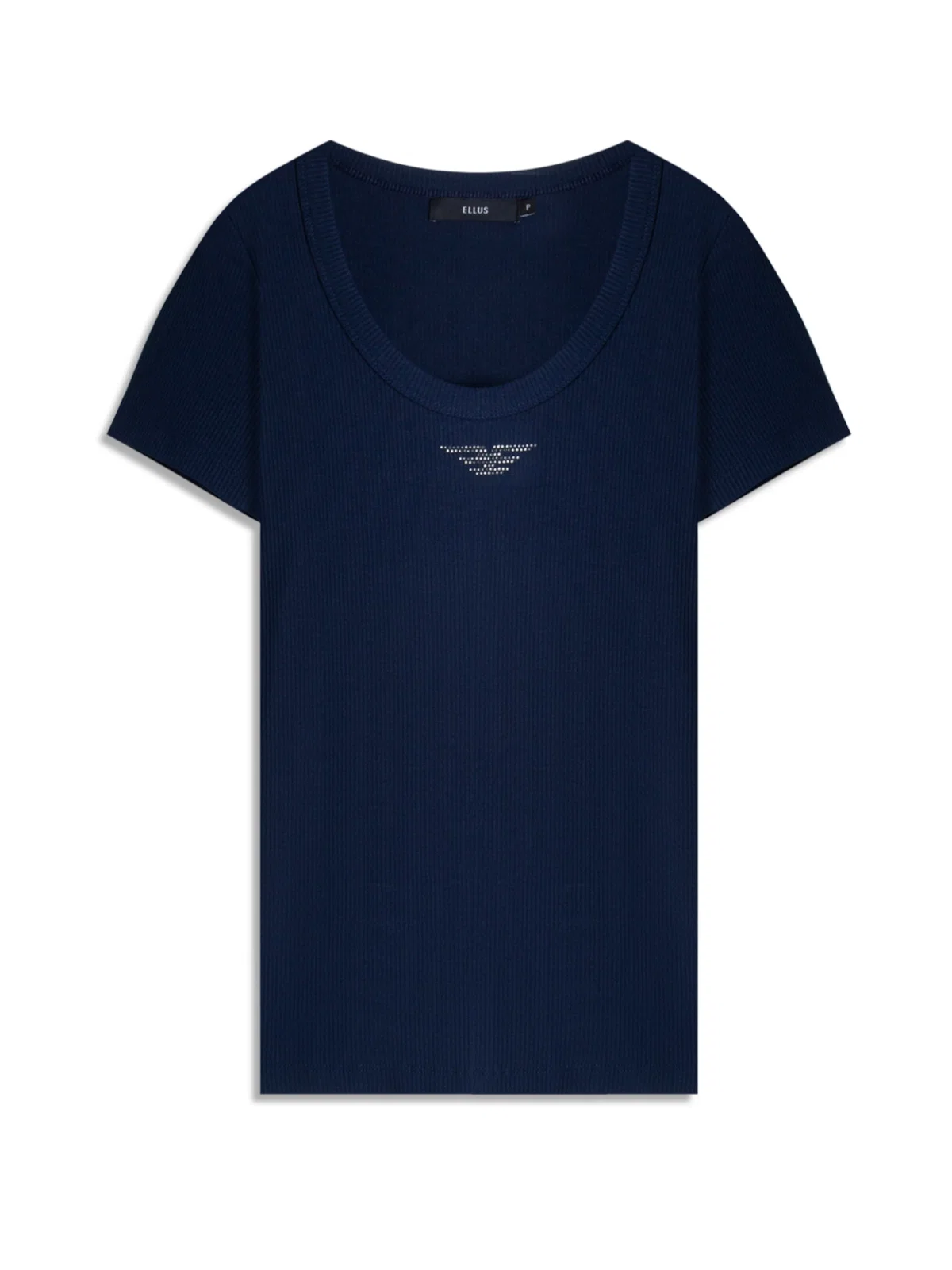 Blusa Baby Look Rib e Asa Mirror Hotfix Dark Navy