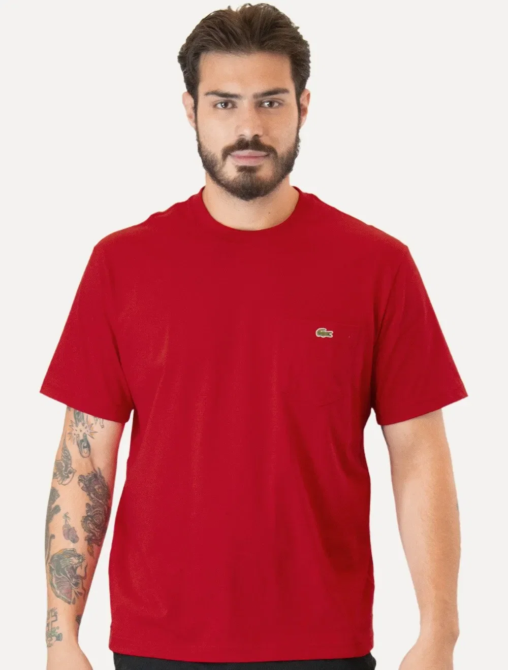 Camiseta Lacoste Masculina Classic Fit Pocket Vermelha