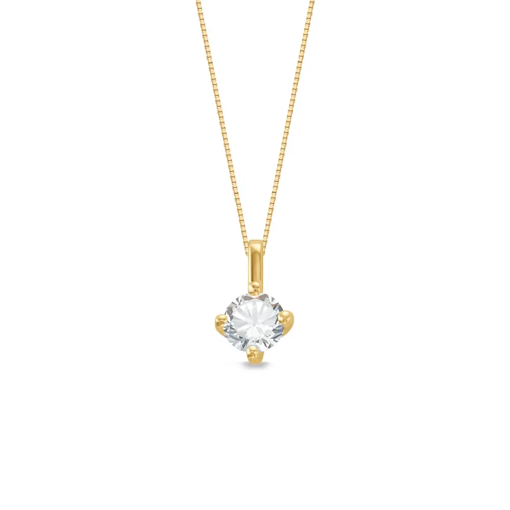 Pingente Solitário Classic em Ouro Amarelo 18k com 0,30ct de Diamante, 9.5mm