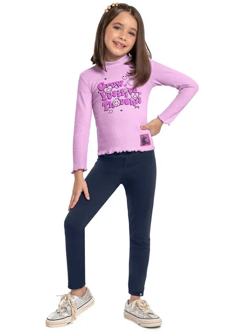 Blusa Infantil Ribana Canelada (Lilás)