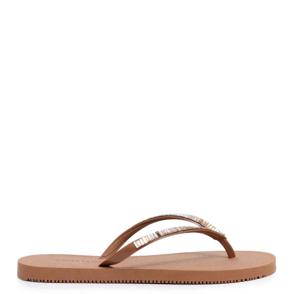 Chinelo Caramelo Strass