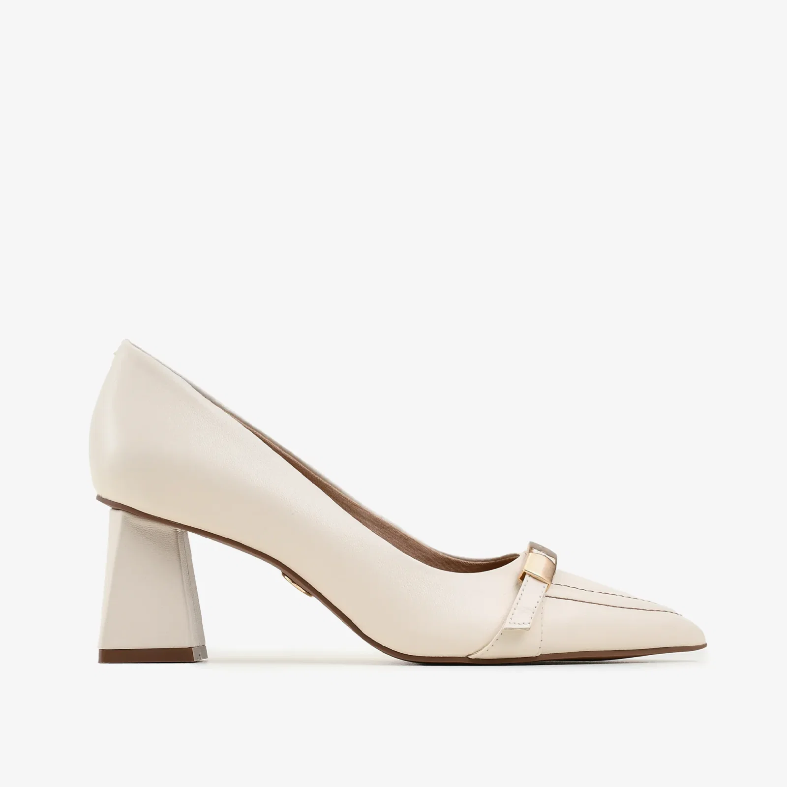 Scarpin Off White Cordilheira Salto Bloco Médio Couro — imagem 1
