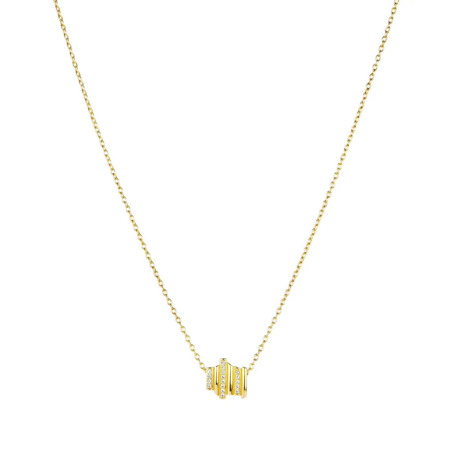 Colar Life Dunas em Prata 925 com Banho de Ouro 18k e Pedras Incolores, 45cm