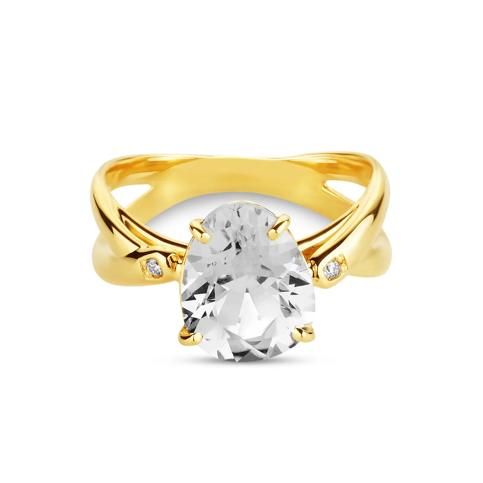 Anel Lendas em Ouro Amarelo 18k com Prasiolita e Diamantes — imagem 1