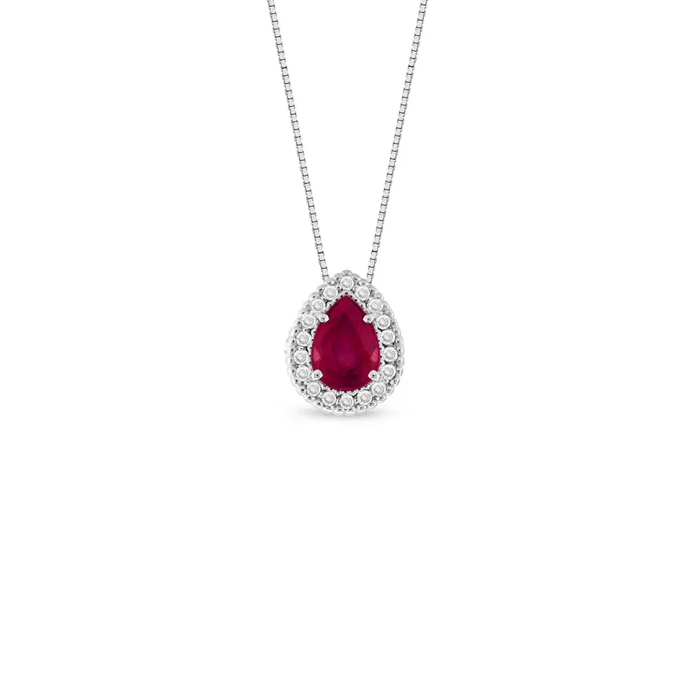 Pingente Classic em Ouro Branco 18k com Rubi e Diamantes 0,07ct, 10mm — imagem 1