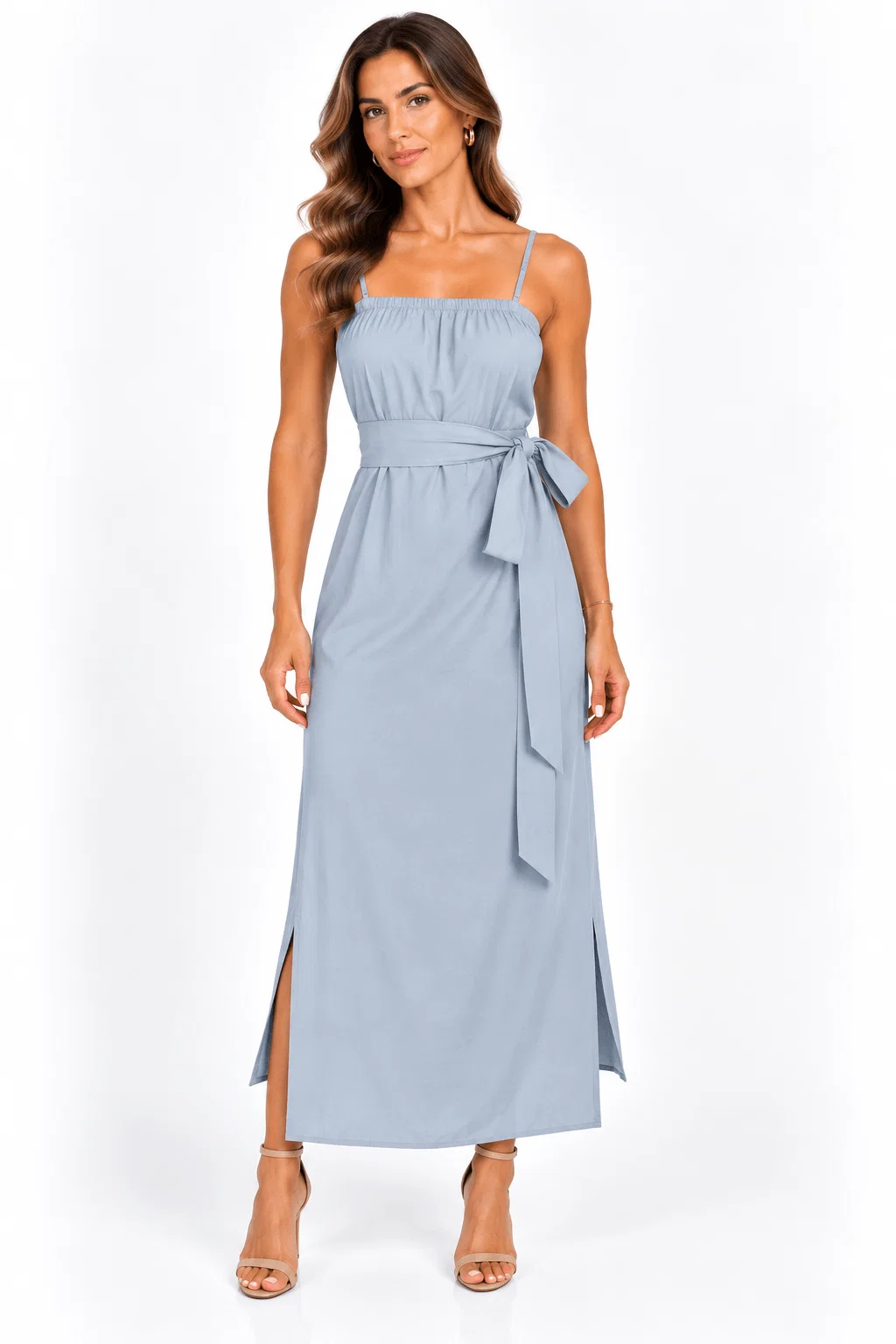 Vestido Midi Detalhe Amarração - Azul