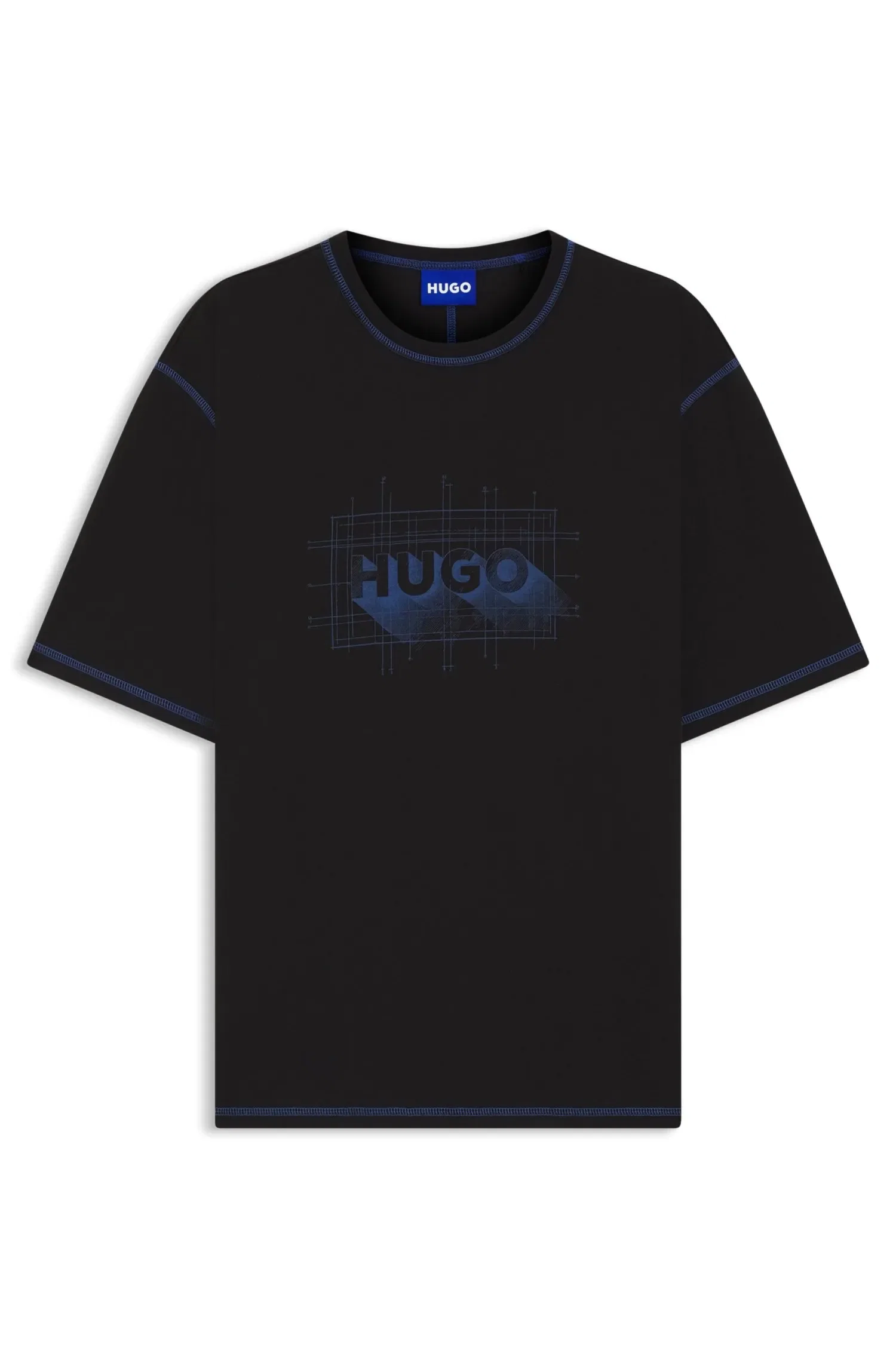 Camiseta Em Jersey De Algodão Com Logo E Costura Contrastante — imagem 1