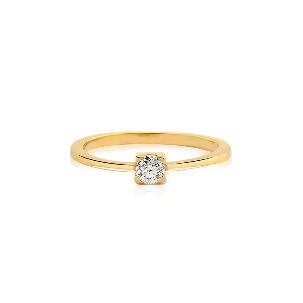 Anel Solitário Forever em Ouro Amarelo 18k com 0,20ct de Diamante