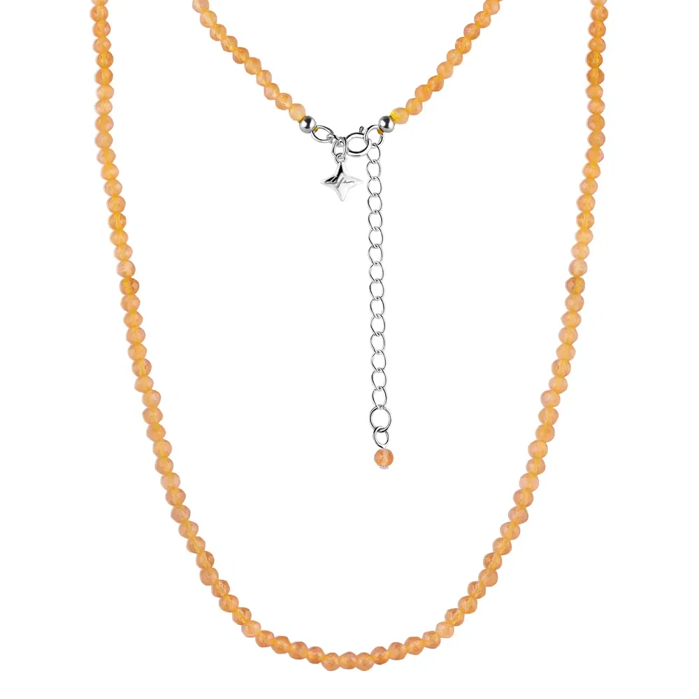 Colar Life Shambala em Prata 925 com Olho de Gato Laranja, 50cm — imagem 1