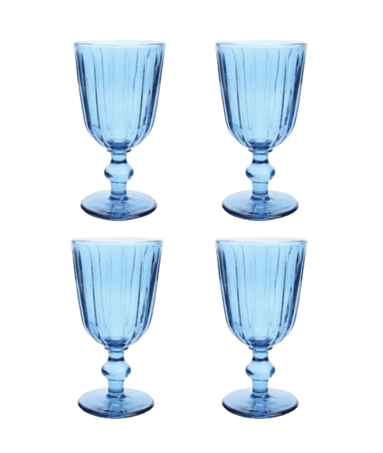 4 Taças para Vinho em Cristal Ecológico 250ml Azul
