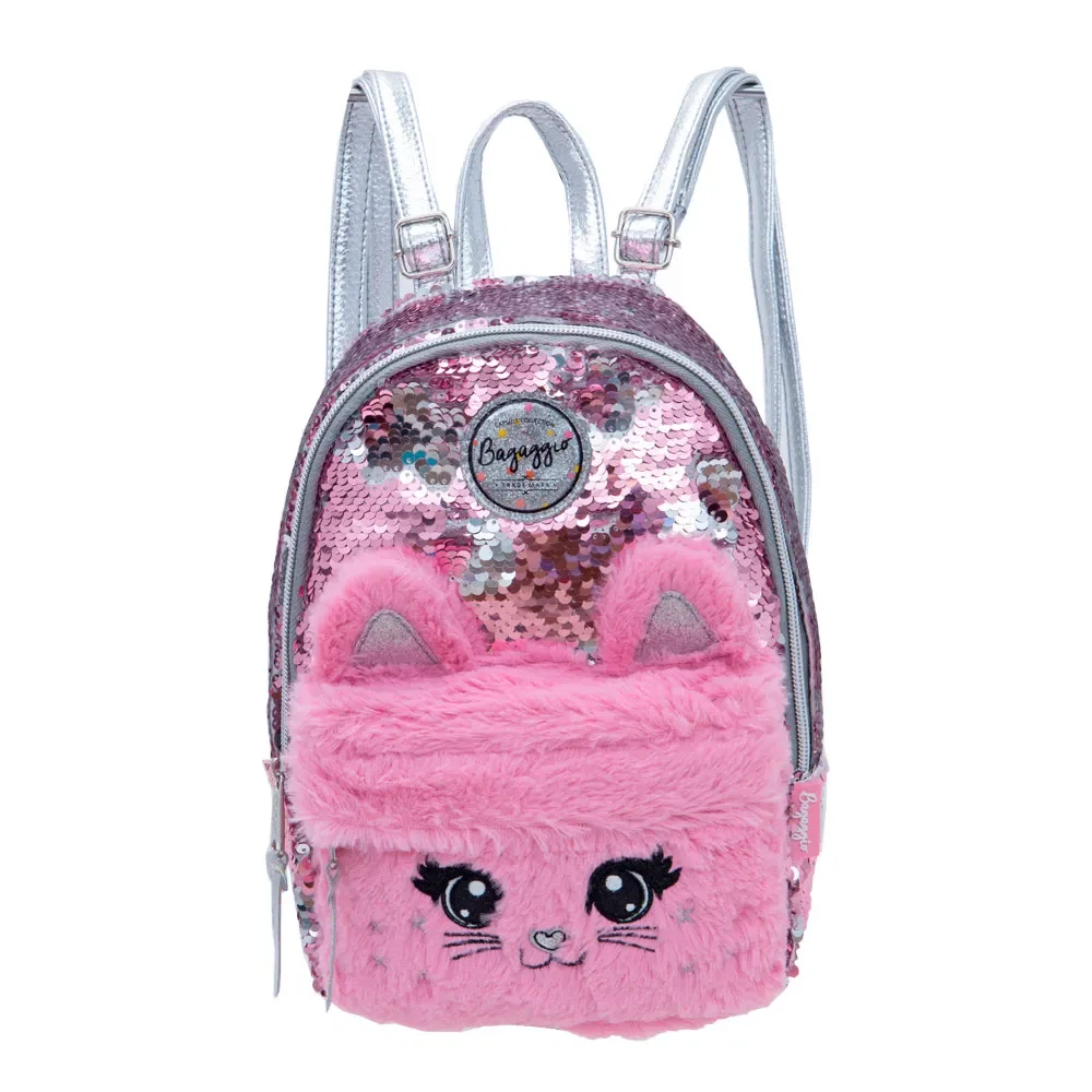 Mochila Escolar Feminina Gatinho II Rosa