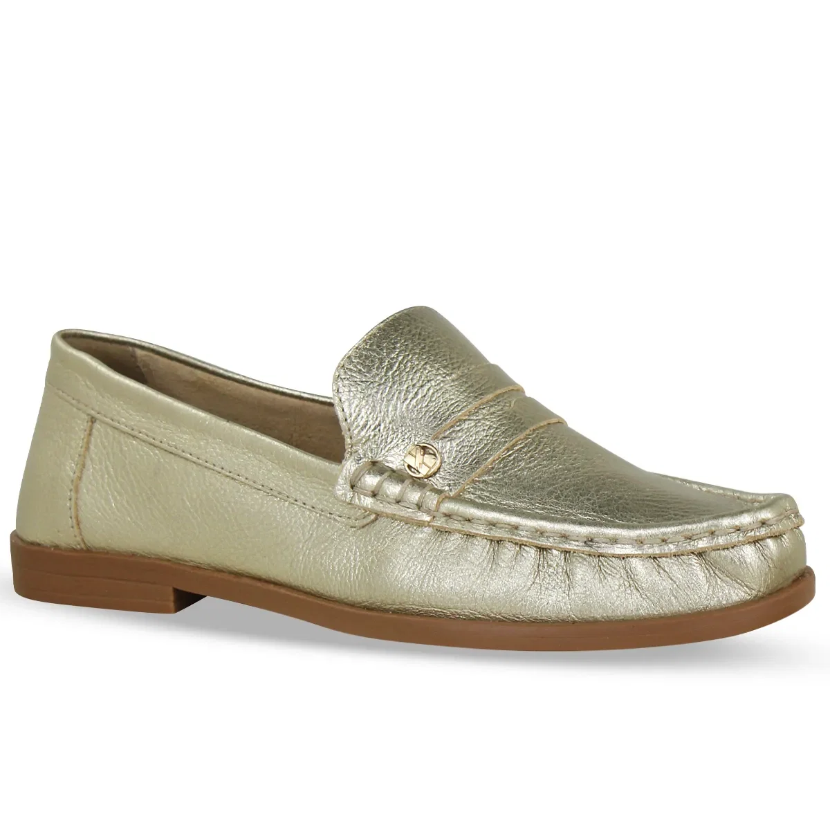 Sapato Couro Metalizado Roma Dourado