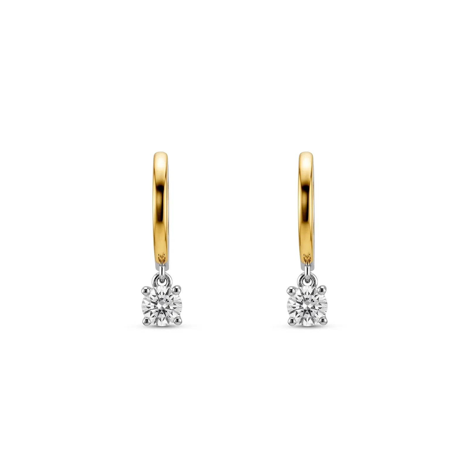Argola Lume em Prata 925 e Ouro Amarelo 18k com Diamante de Laboratório 0,52 ct, 17,5mm