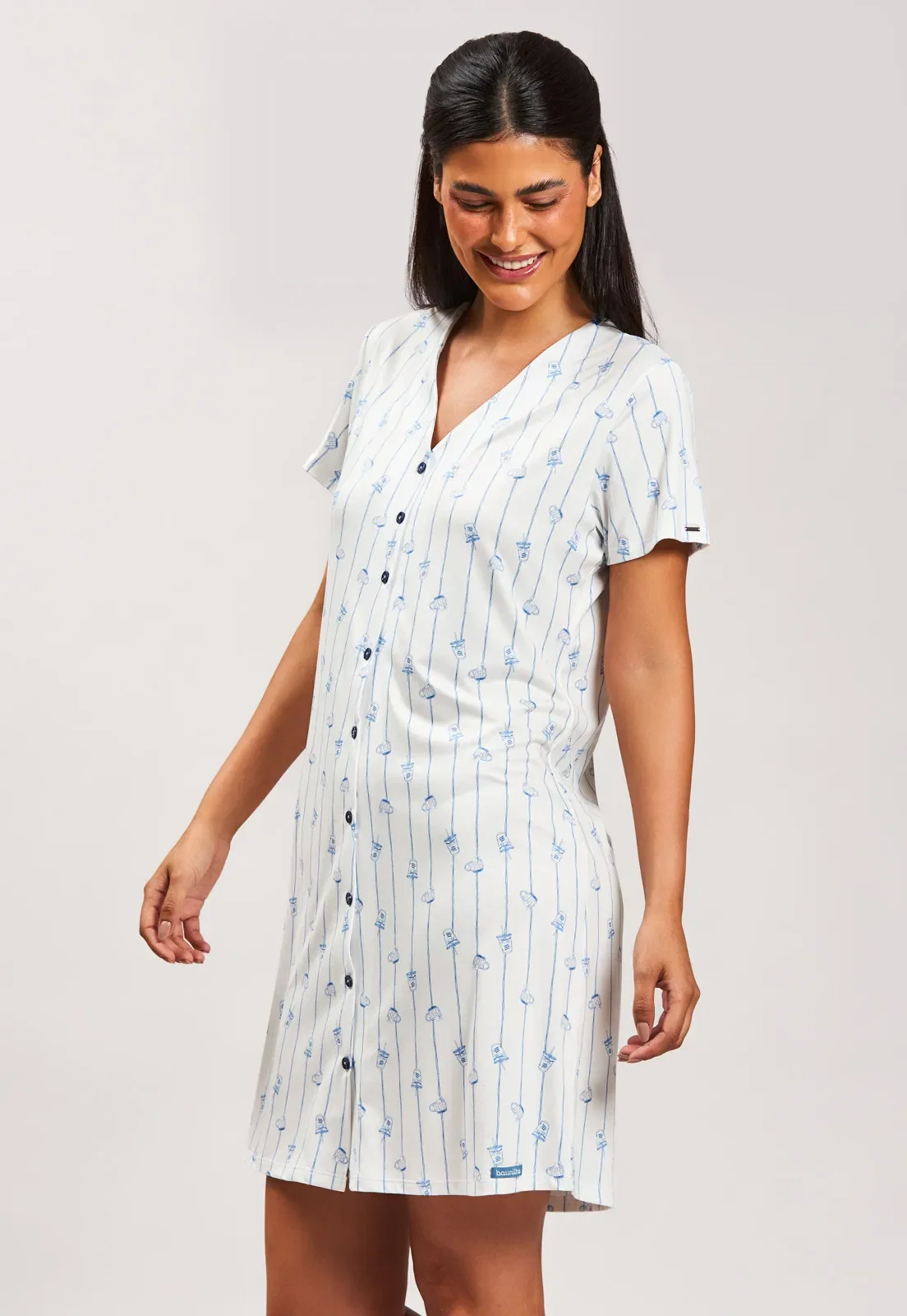 Camisão Aberto Algodão Com Elastano Baunilha