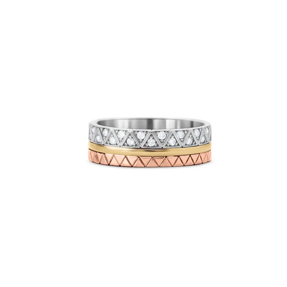 Anel Icona em Ouro Amarelo, Ouro Branco e Ouro Rosé 18k com Diamantes — imagem 1
