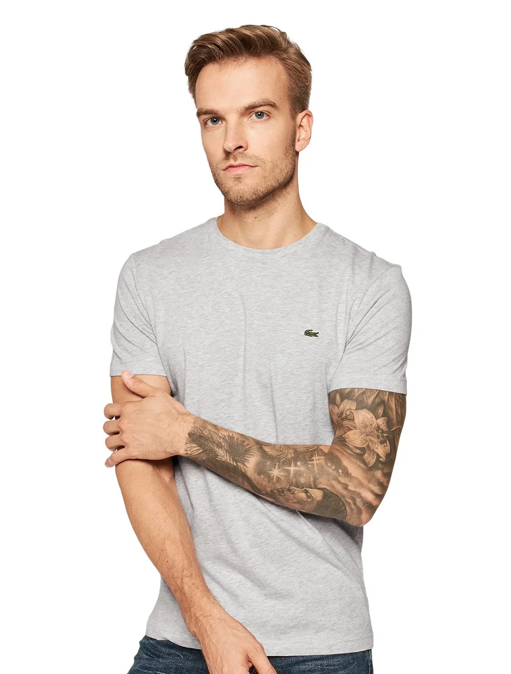 Camiseta Lacoste Masculina Jersey Pima Cotton Cinza Mescla