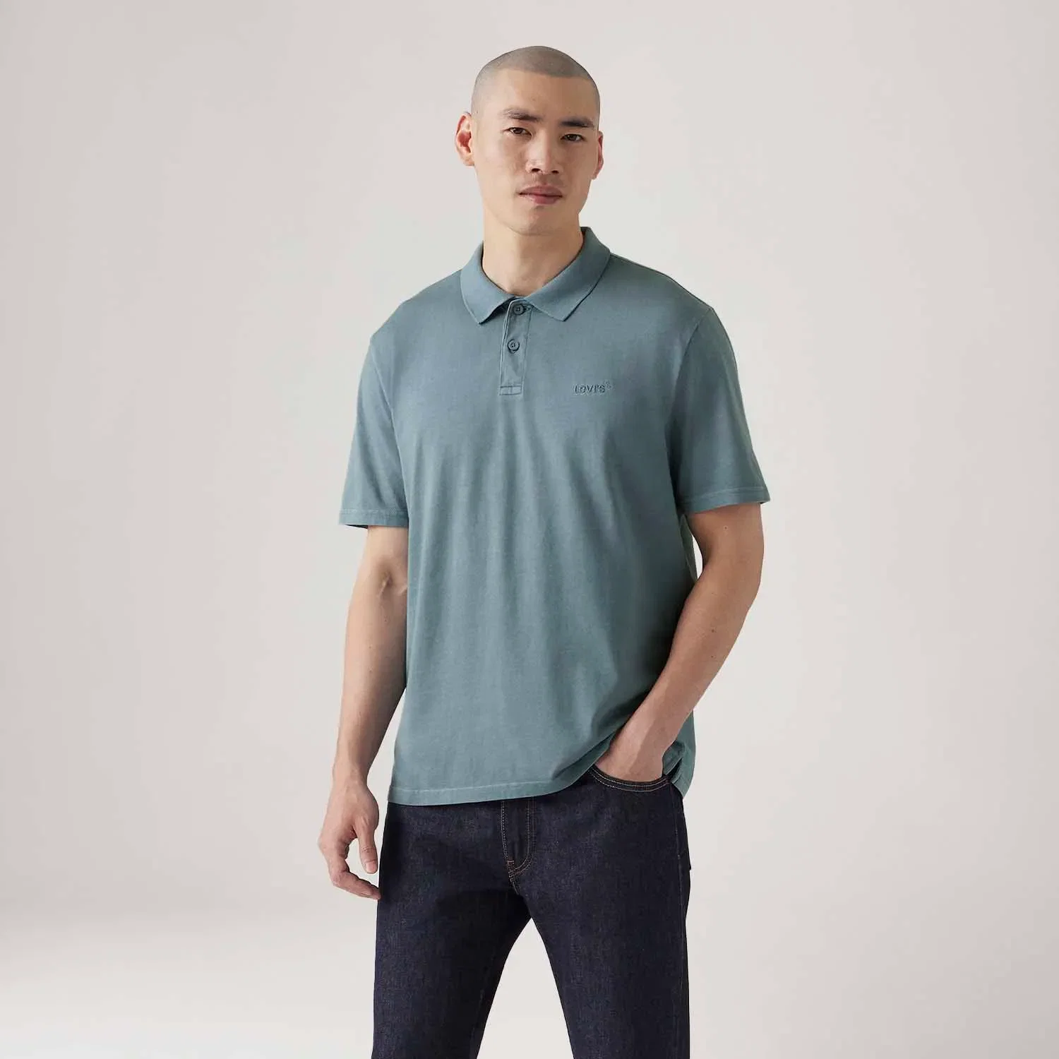 Camisa Polo Levi's® Authentic Azul Petróleo Manga Curta