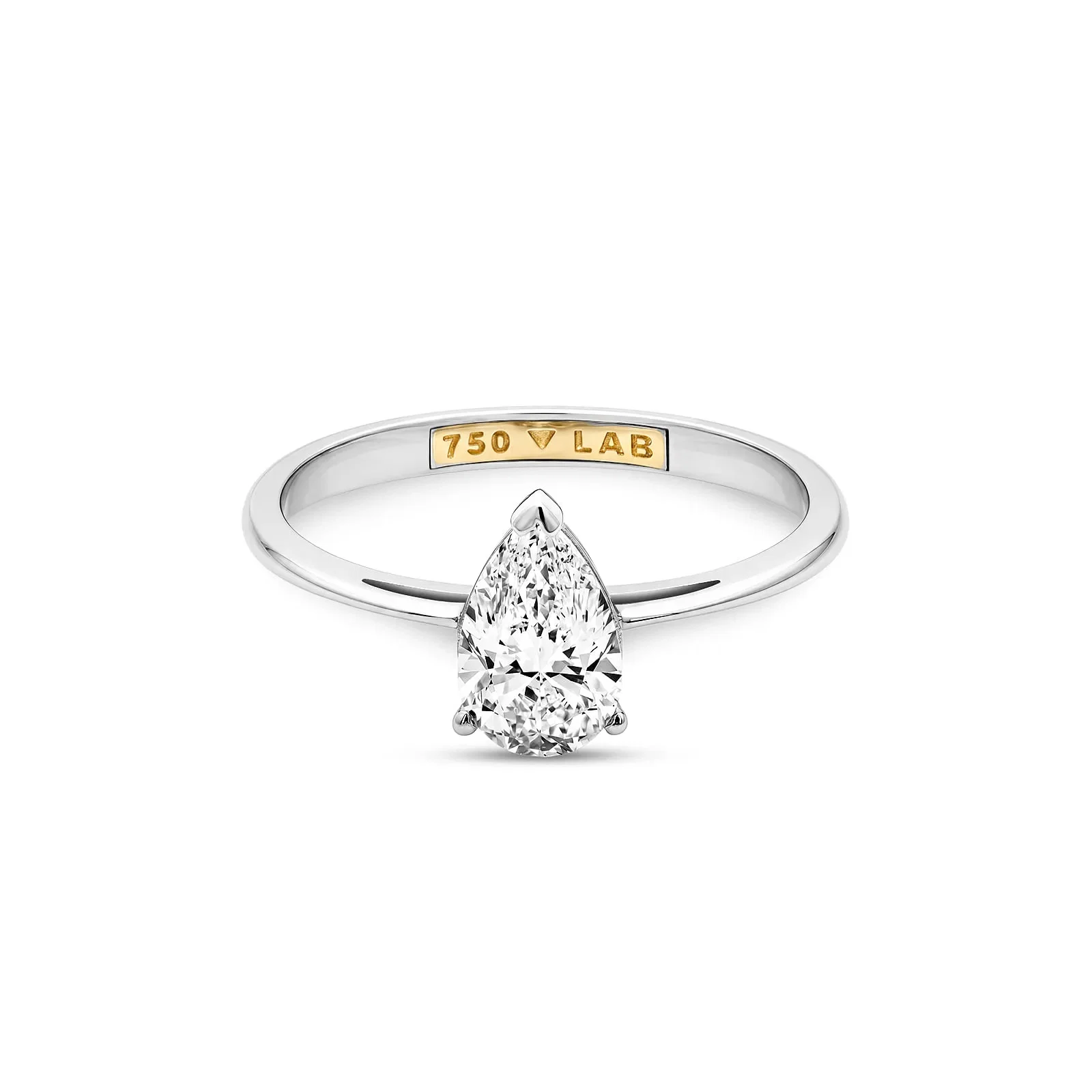 Anel Solitário Cielo Gota em Ouro Branco 18K com 1ct de Diamante de Laboratório