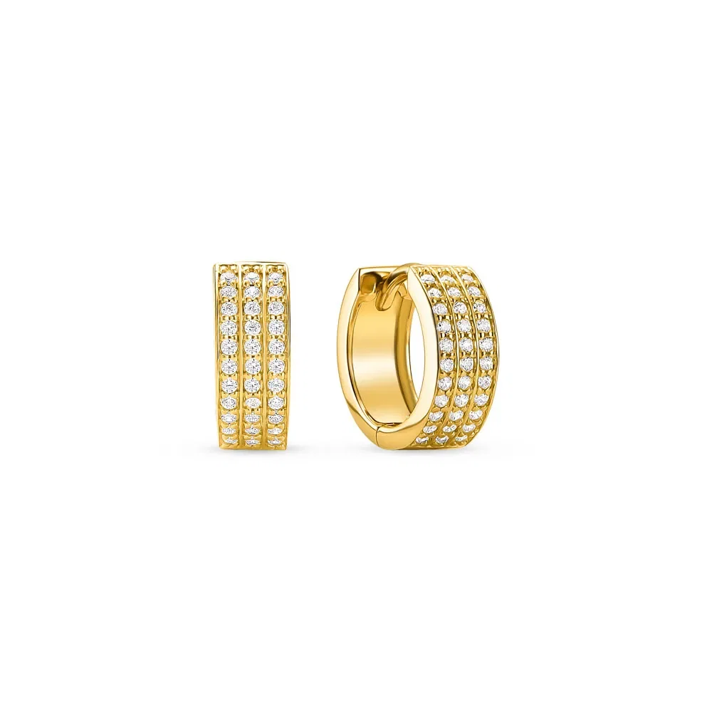 Argola Life Maxi I em Prata 925 com Banho de Ouro Amarelo 18k e Pedras Incolores, 12,5mm — imagem 1