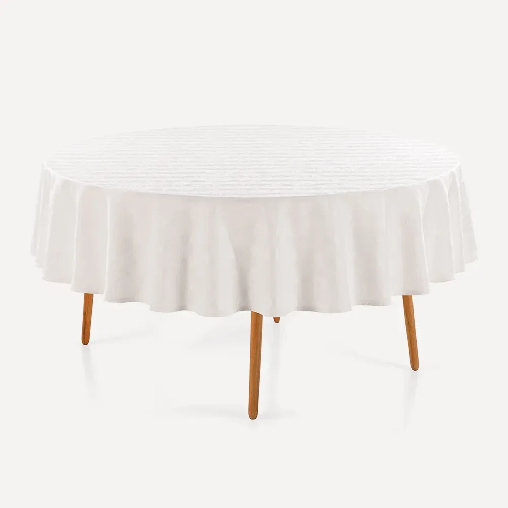 Toalha de Mesa Redonda 6 Lugares Campestre Branco — imagem 1