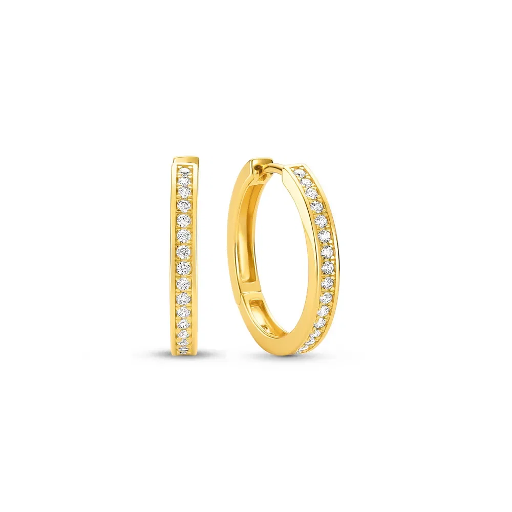 Argola Life Glam em Prata 925 com Banho de Ouro Amarelo 18k e Pedras Incolores, 18mm — imagem 1