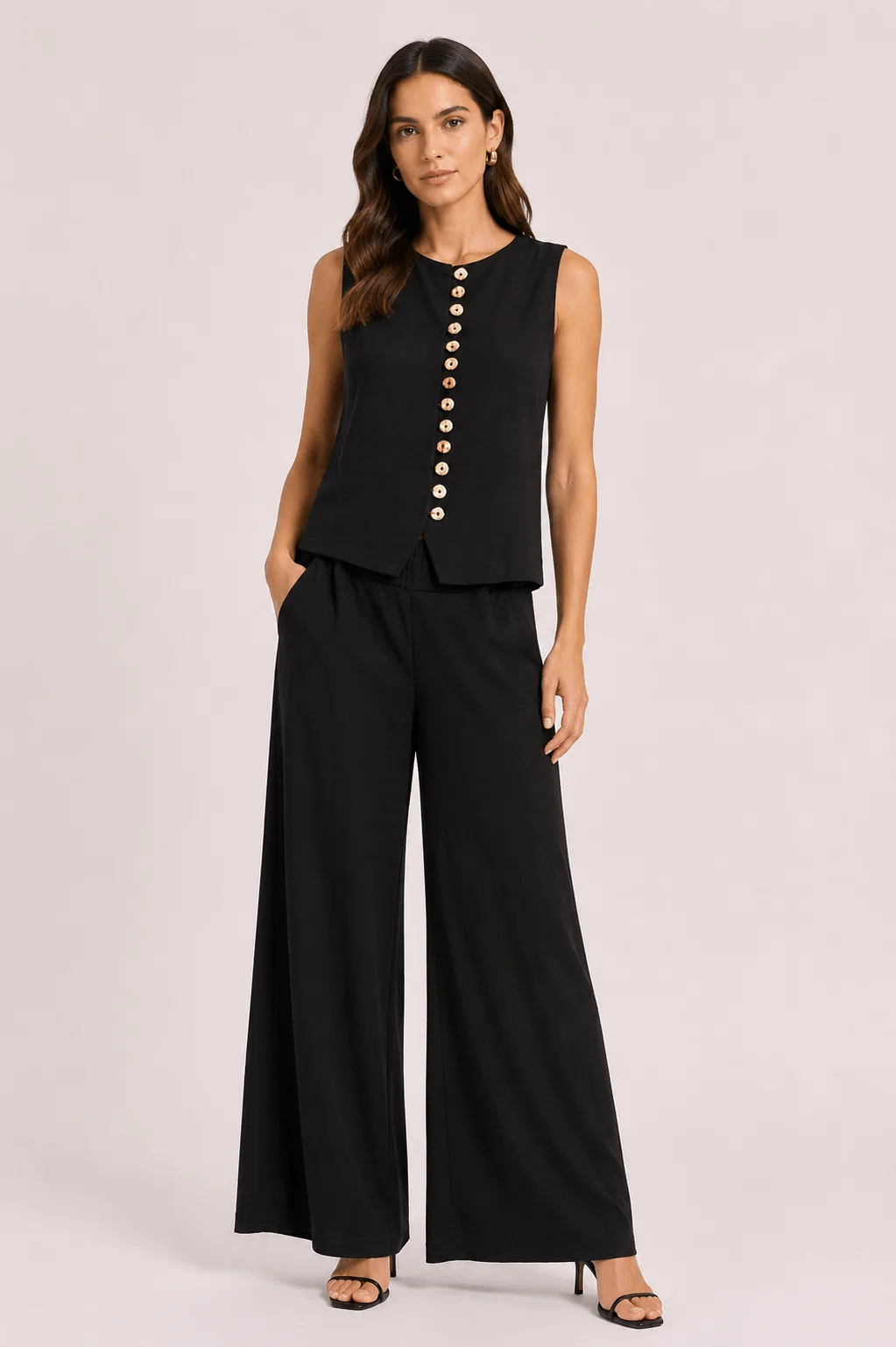 Blusa Sem Manga Detalhe Frontal - Preto — imagem 1