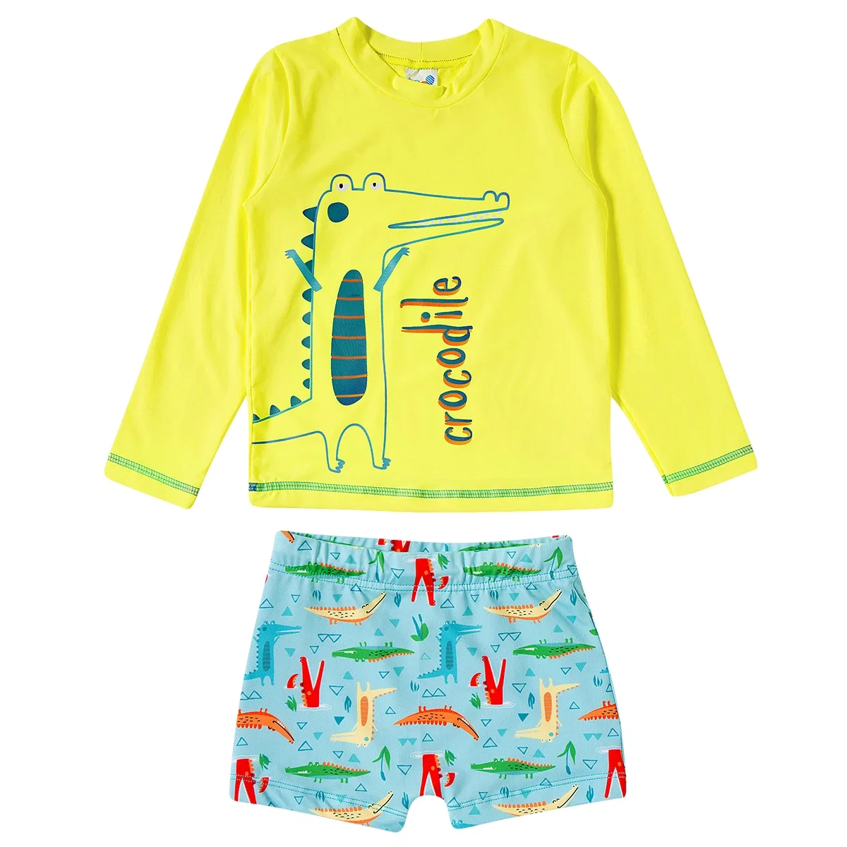 Conjunto Praia Kids Crocodilo Colorido Lycra Proteção Uv 50+ Tip Top