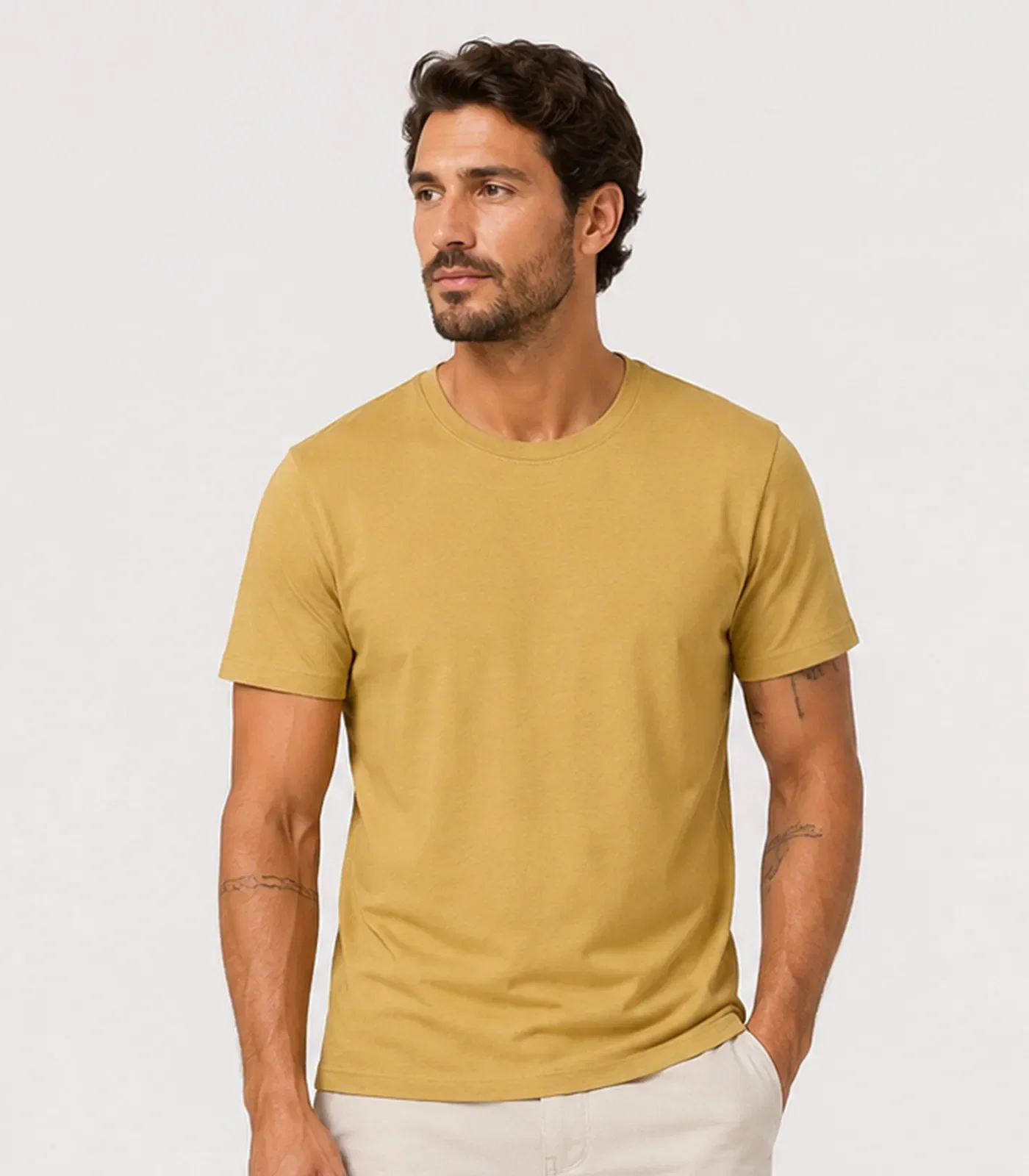 Camiseta Meia Malha Básica Masculina KO Marrom