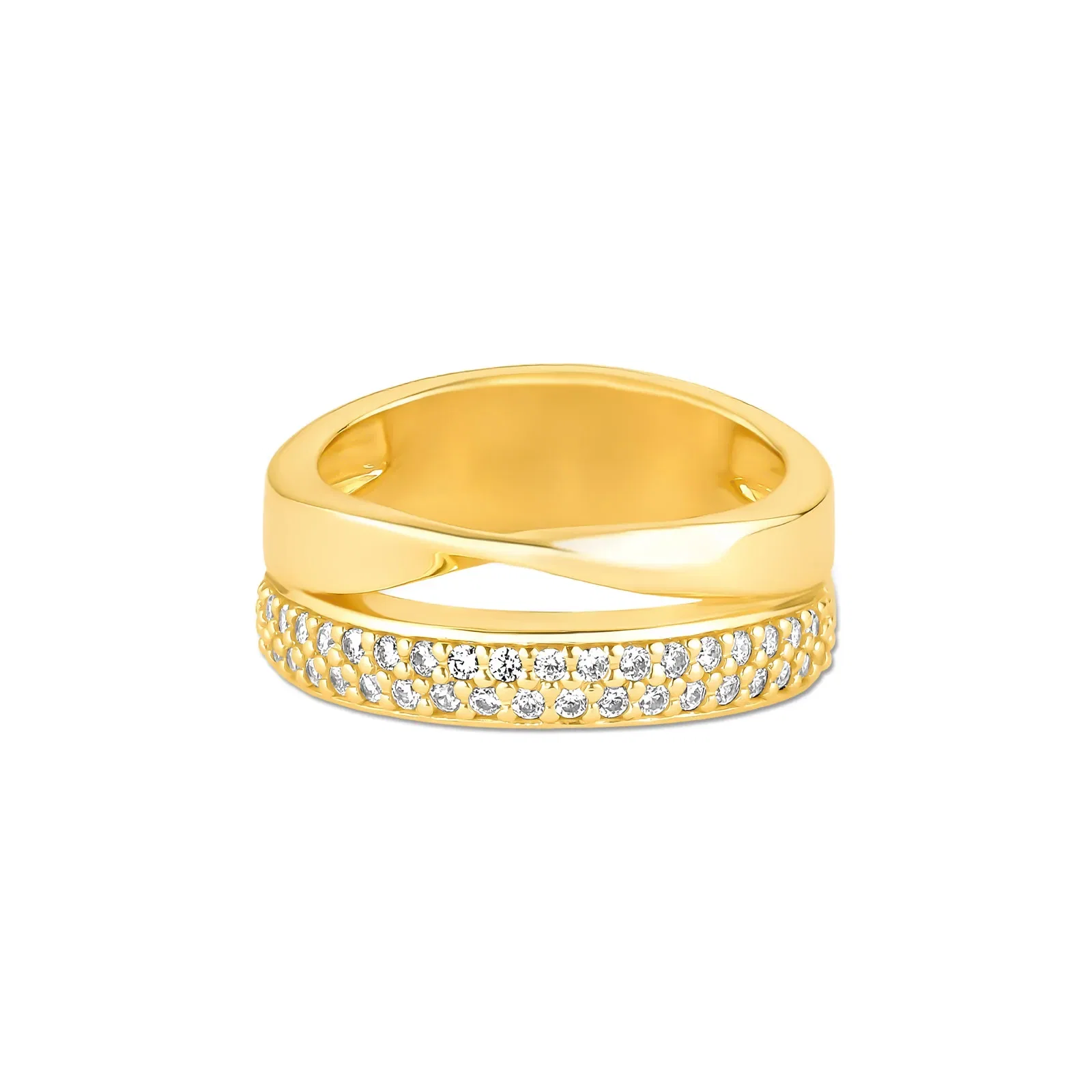 Anel Life Maxi em Prata 925 com Banho de Ouro Amarelo 18k e Pedras Incolores