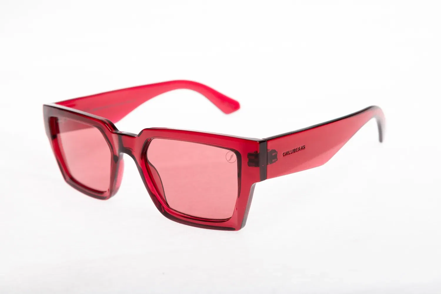 Óculos de Sol Masculino Chilli Beans Quadrado Cristal Vermelho