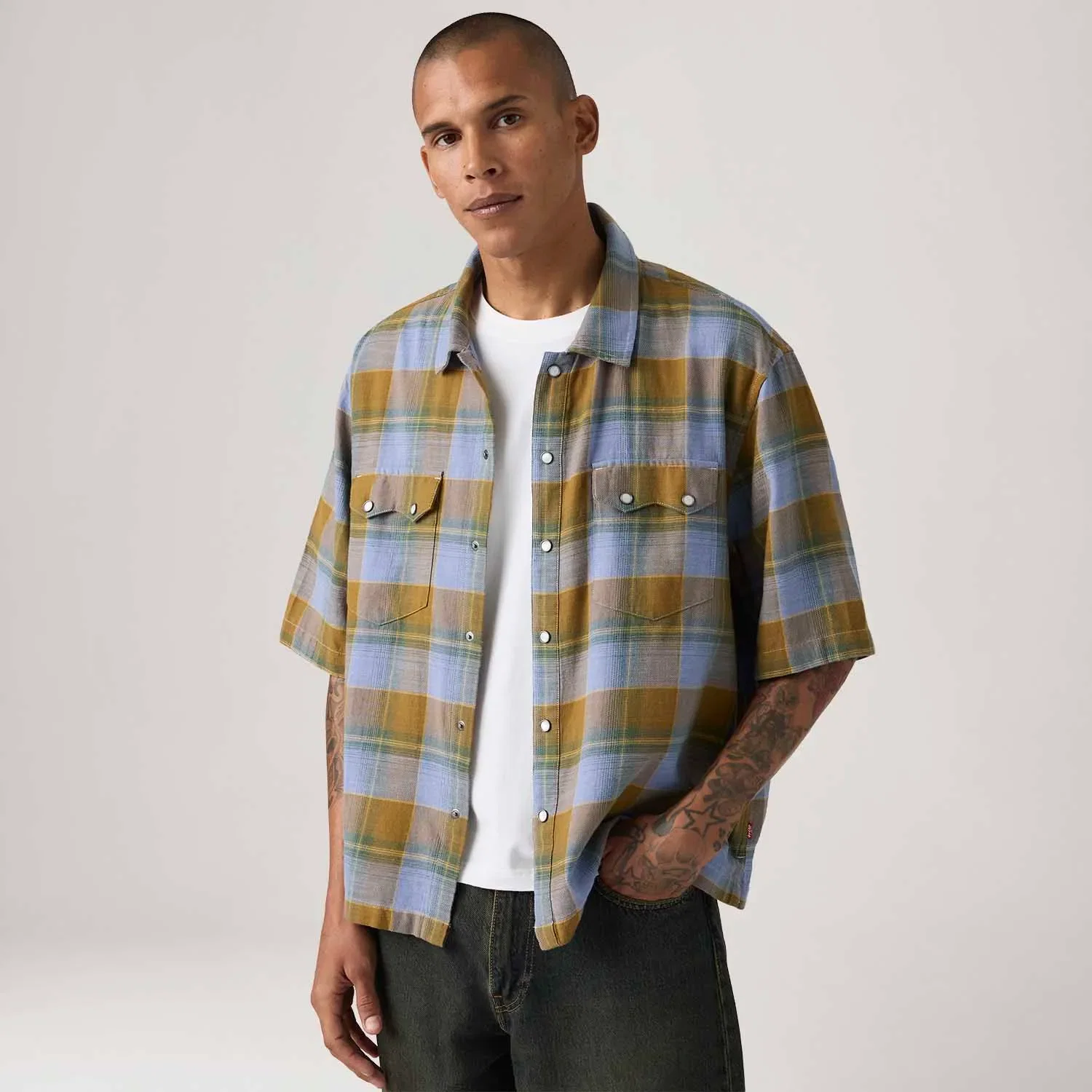 Camisa Levi's® Boxy Western Azul Manga Curta — imagem 1