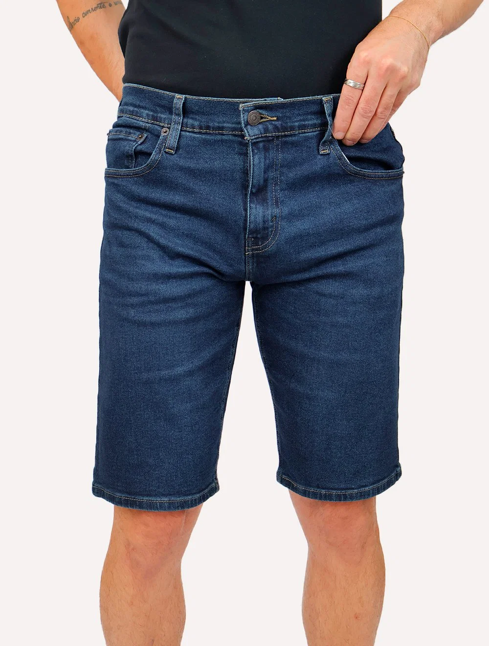 Bermuda Levis Jeans Masculina 405 Standard Shorts Stretch Azul Médio
