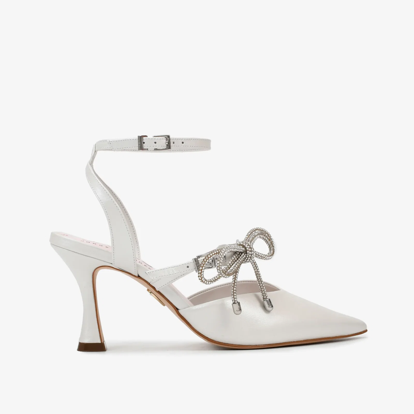 Slingback Branco Say Yes Laço Couro