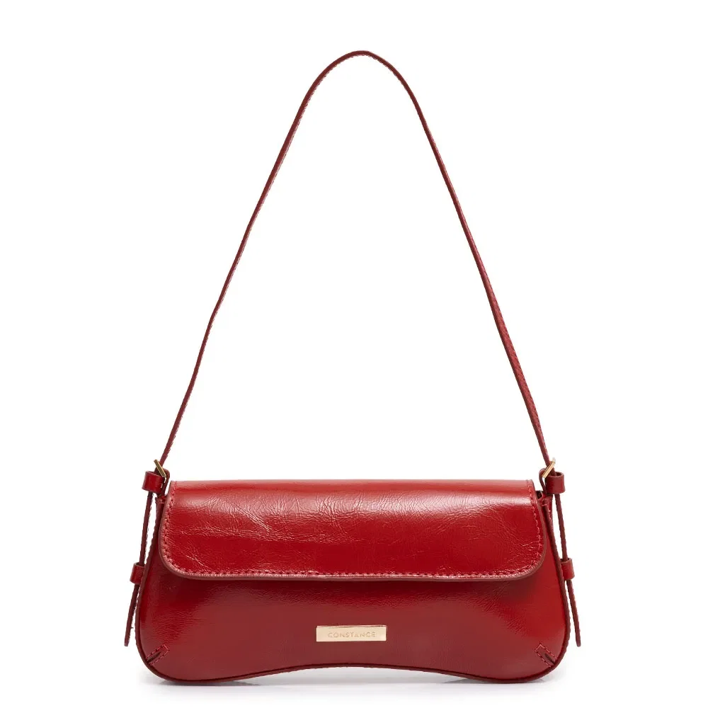 Bolsa Vermelha Baguete Couro